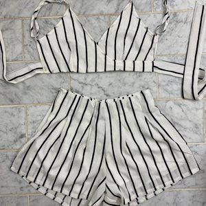 Striped top and short set